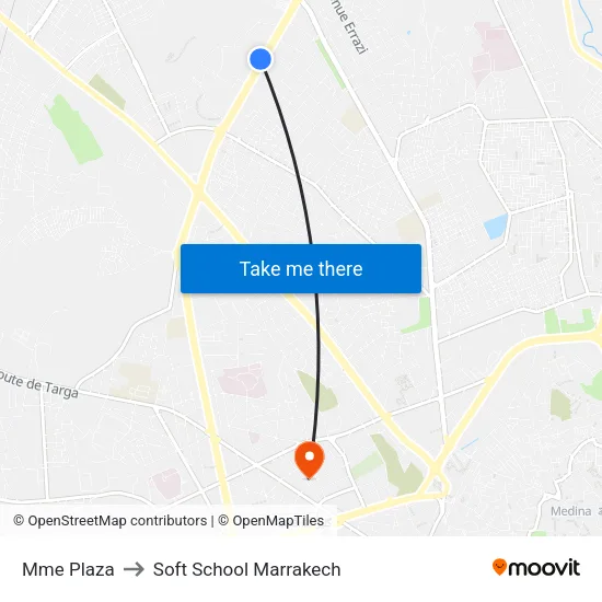 Mme Plaza to Soft School Marrakech map