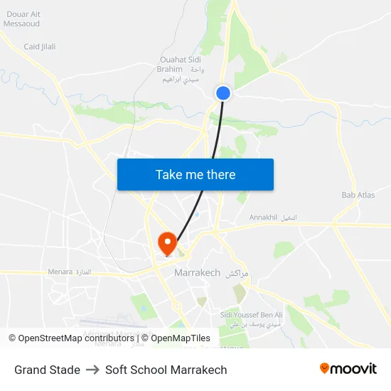 Grand Stade to Soft School Marrakech map