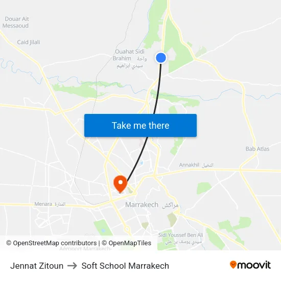 Jennat Zitoun to Soft School Marrakech map