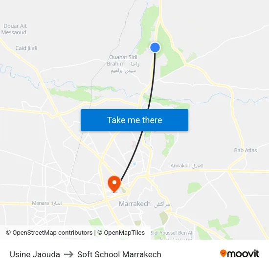 Jaouda Factory to Soft School Marrakech map