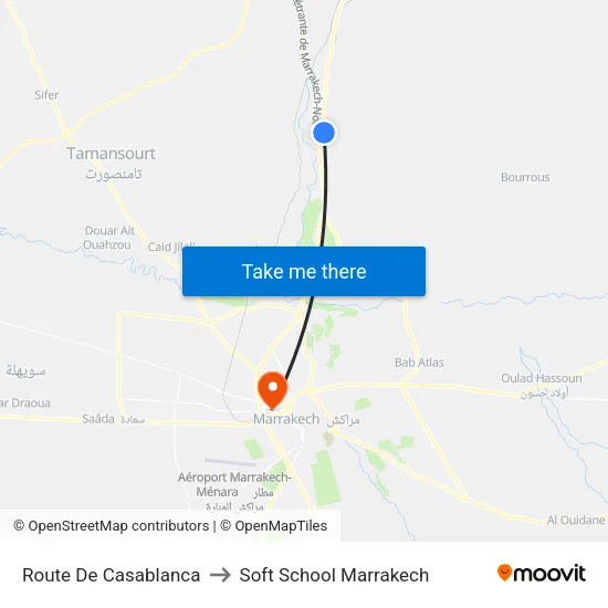 Route De Casablanca to Soft School Marrakech map