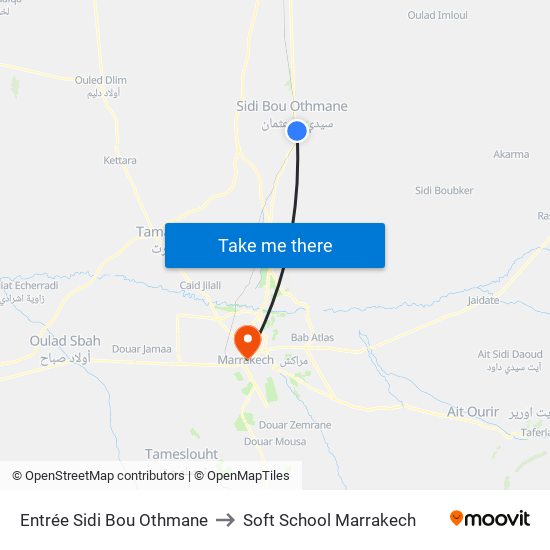 Entrée Sidi Bou Othmane to Soft School Marrakech map