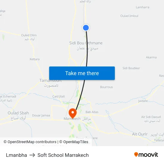 Lmanbha to Soft School Marrakech map
