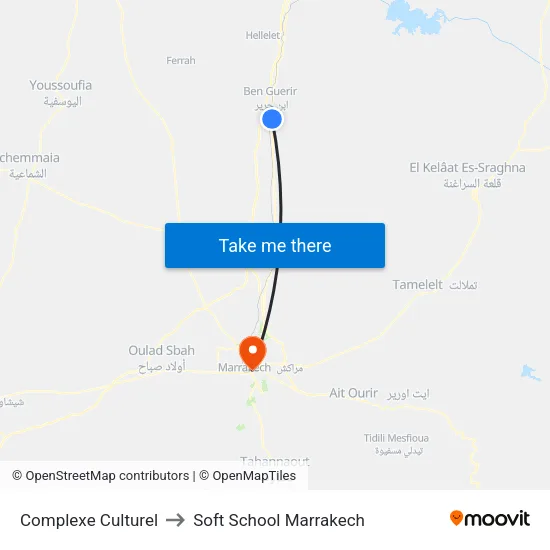 Complexe Culturel to Soft School Marrakech map