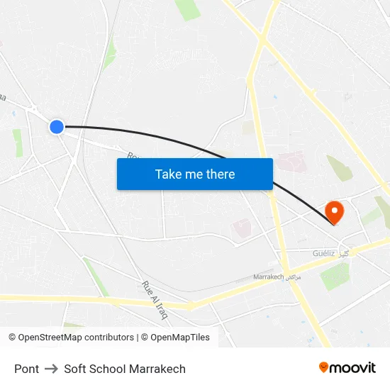 Pont to Soft School Marrakech map