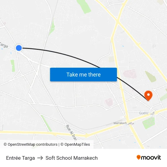 Entrée Targa to Soft School Marrakech map