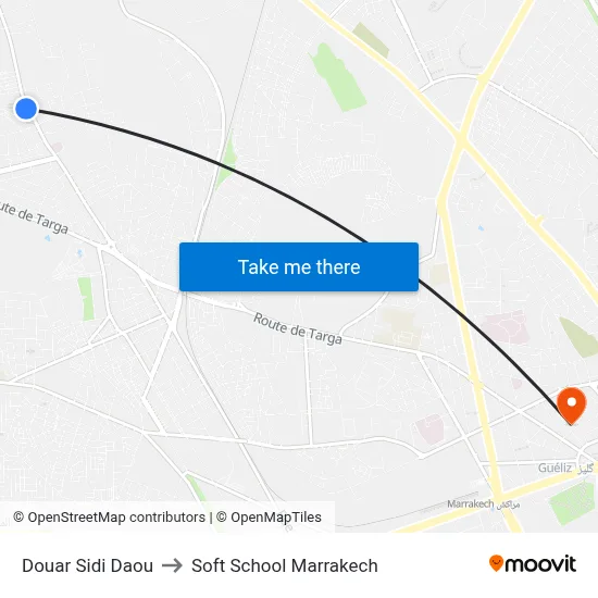 Douar Sidi Daou to Soft School Marrakech map