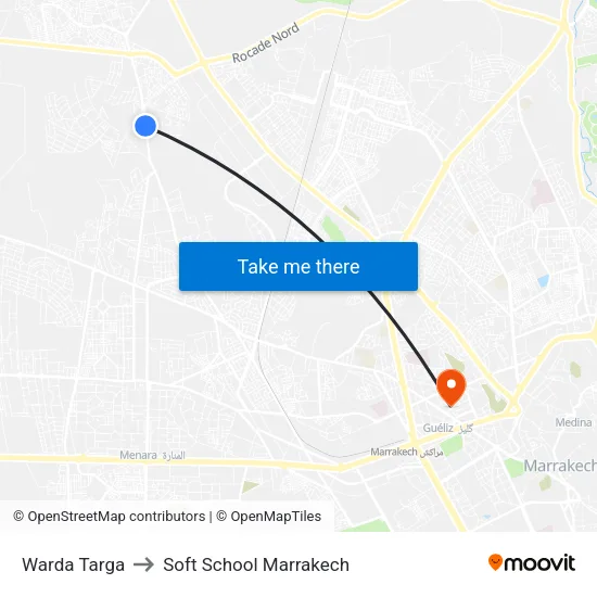 Warda Targa to Soft School Marrakech map