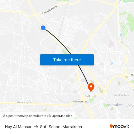 Hay Al Massar to Soft School Marrakech map