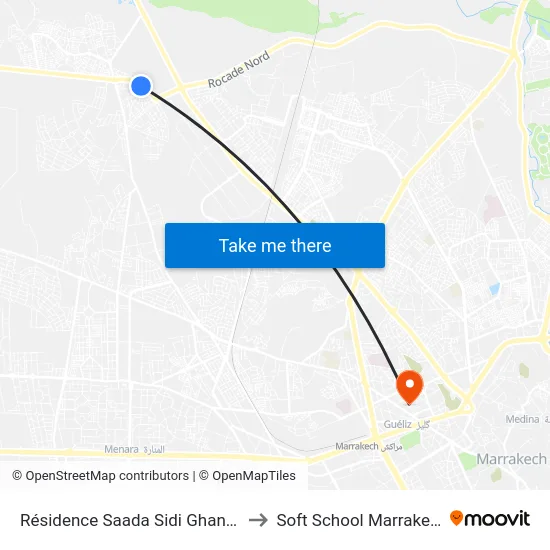 Résidence Saada Sidi Ghanem to Soft School Marrakech map