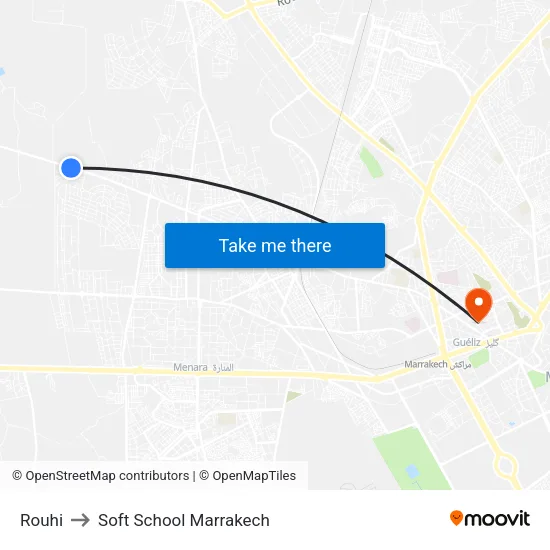 Rouhi to Soft School Marrakech map