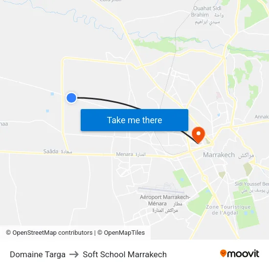 Domaine Targa to Soft School Marrakech map