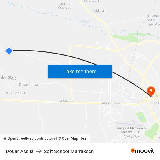 Douar Assila to Soft School Marrakech map