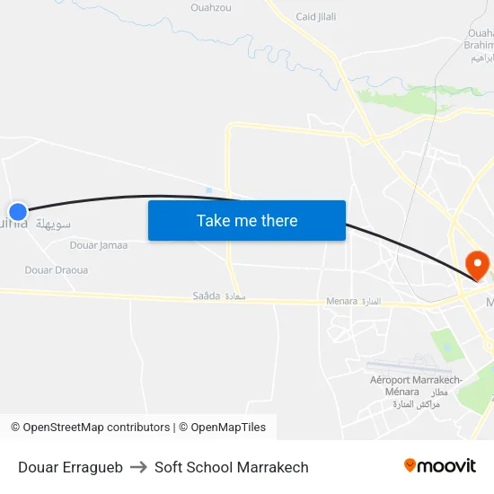 Douar Erragueb to Soft School Marrakech map