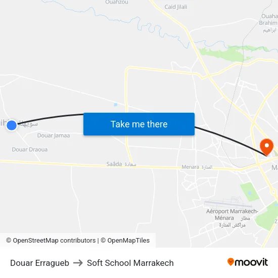 Douar Erragueb to Soft School Marrakech map
