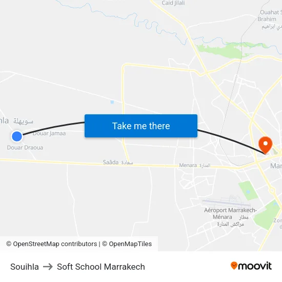 Souihla to Soft School Marrakech map