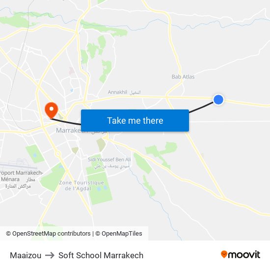 Maaizou to Soft School Marrakech map