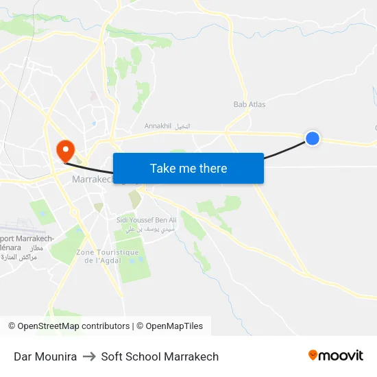 Dar Mounira to Soft School Marrakech map
