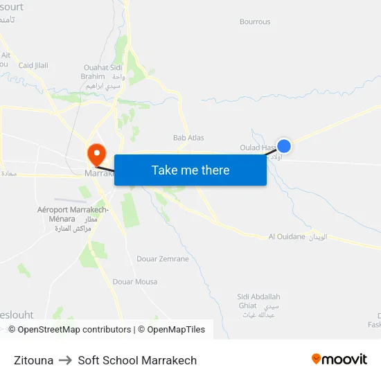 Zitouna to Soft School Marrakech map
