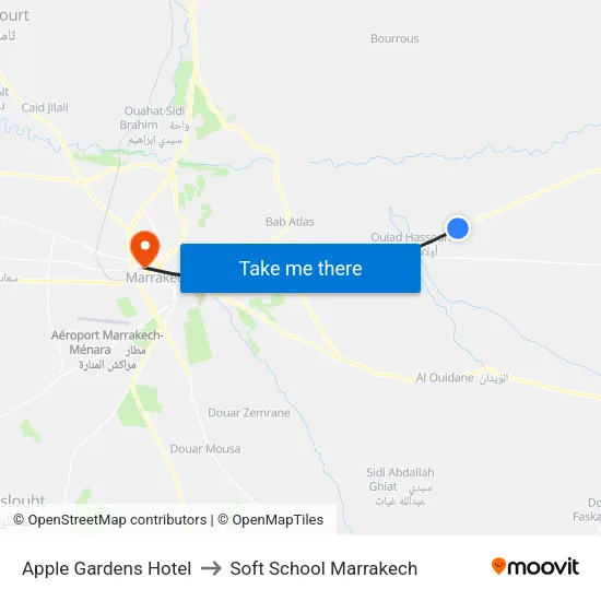 Apple Gardens Hotel to Soft School Marrakech map