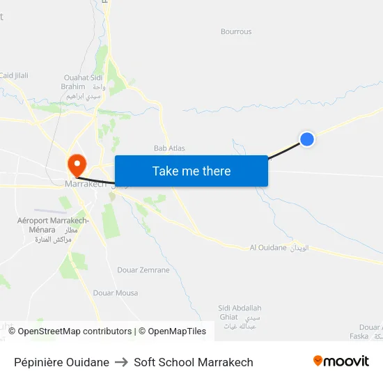 Pépinière Ouidane to Soft School Marrakech map