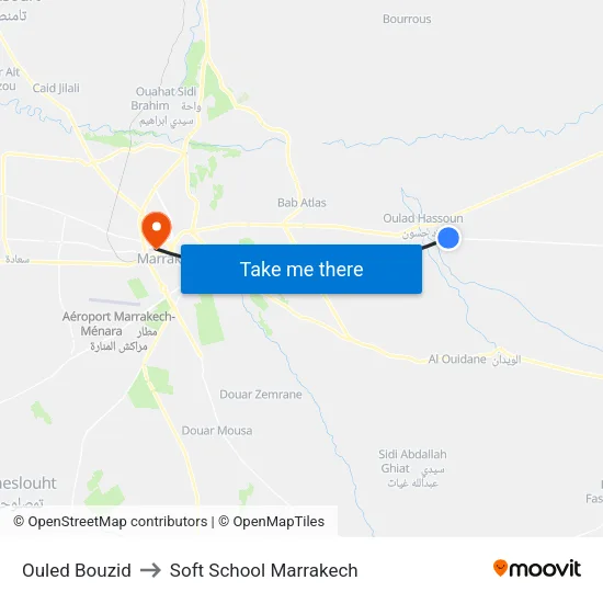 Ouled Bouzid to Soft School Marrakech map