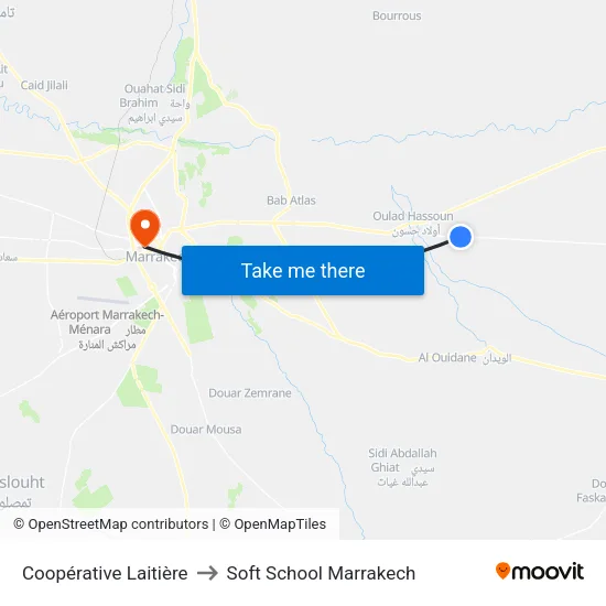 Coopérative Laitière to Soft School Marrakech map