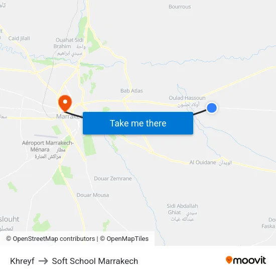 Khreyf to Soft School Marrakech map