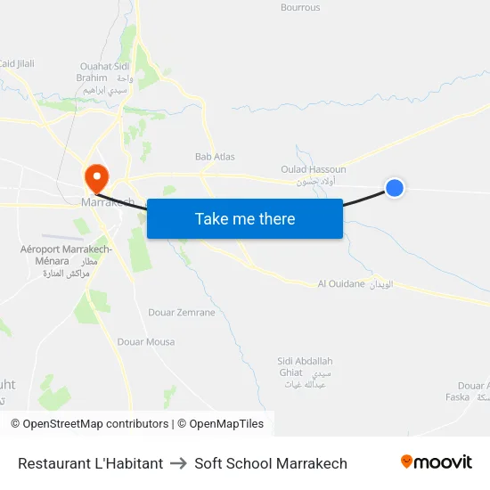 Restaurant L'Habitant to Soft School Marrakech map