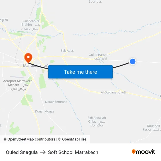 Ouled Snaguia to Soft School Marrakech map