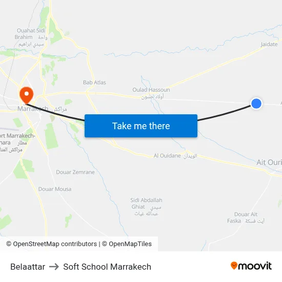 Belaattar to Soft School Marrakech map