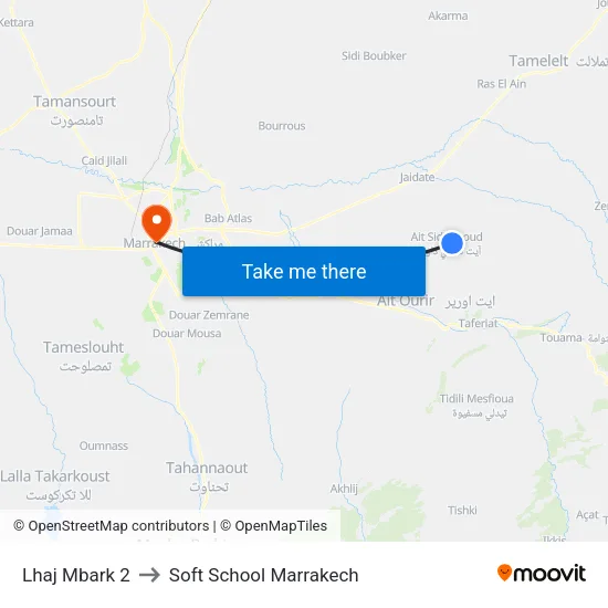 Lhaj Mbark 2 to Soft School Marrakech map