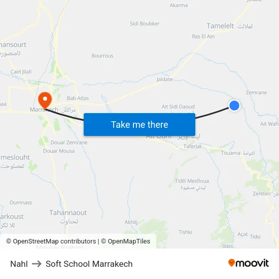 Nahl to Soft School Marrakech map