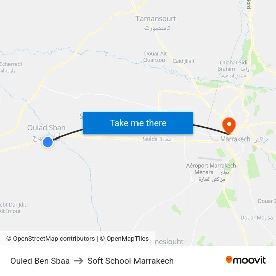 Ouled Ben Sbaa to Soft School Marrakech map