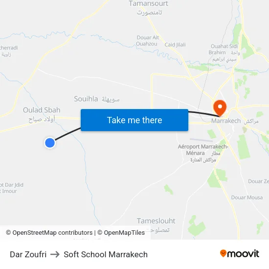 Dar Zoufri to Soft School Marrakech map