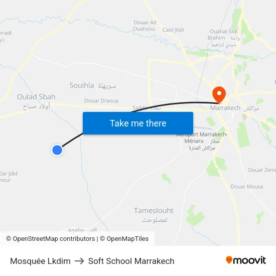 Old Mosque to Soft School Marrakech map