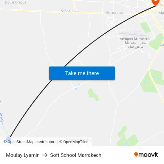 Moulay Lyamin to Soft School Marrakech map