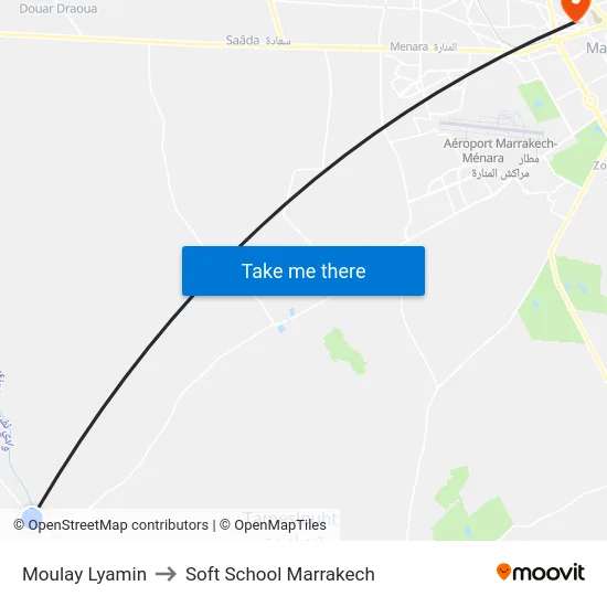 Moulay Lyamin to Soft School Marrakech map