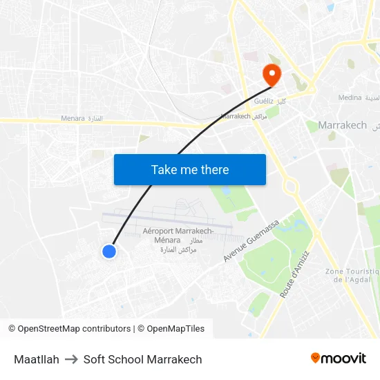 Maatllah to Soft School Marrakech map