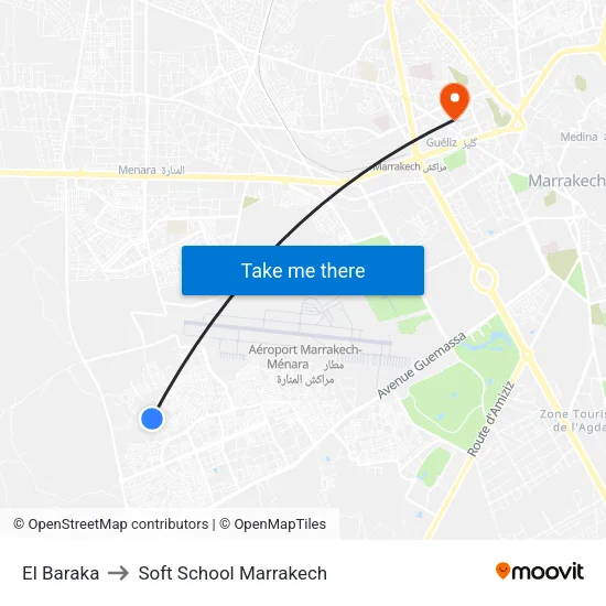 El Baraka to Soft School Marrakech map