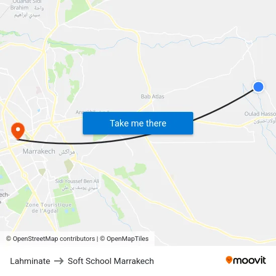 Lahminate to Soft School Marrakech map