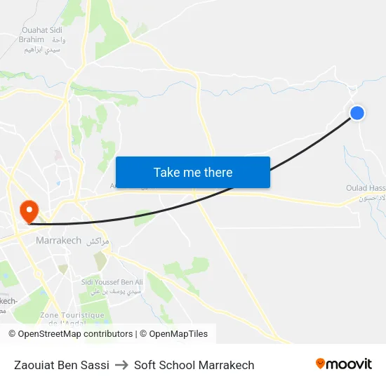 Zaouiat Ben Sassi to Soft School Marrakech map