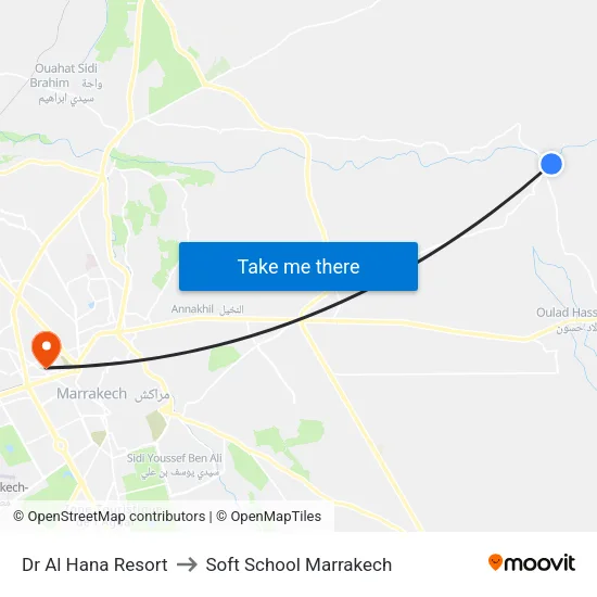 Dr Al Hana Resort to Soft School Marrakech map