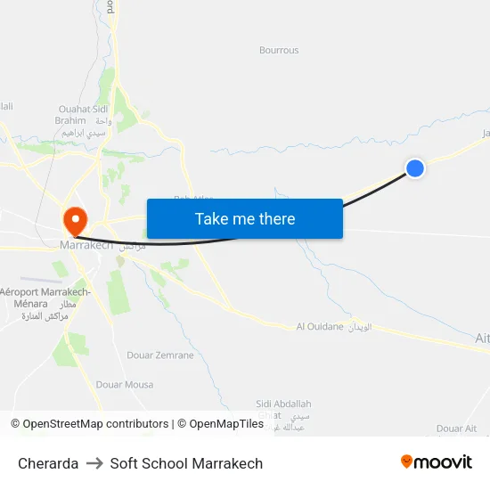 Cherarda to Soft School Marrakech map