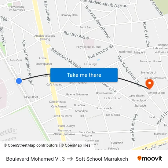 Boulevard Mohamed VI, 3 to Soft School Marrakech map