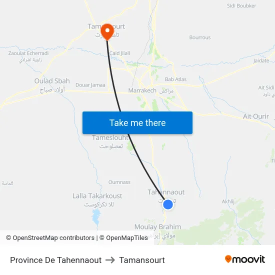 Province De Tahennaout to Tamansourt map