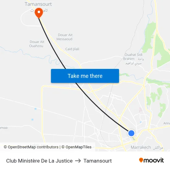 Club Ministère De La Justice to Tamansourt map