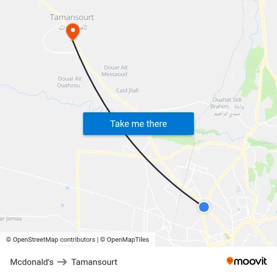 Mcdonald's to Tamansourt map