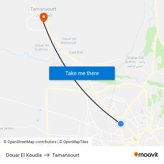Douar El Koudia to Tamansourt map