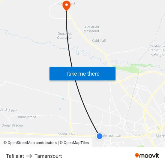 Tafilalet to Tamansourt map
